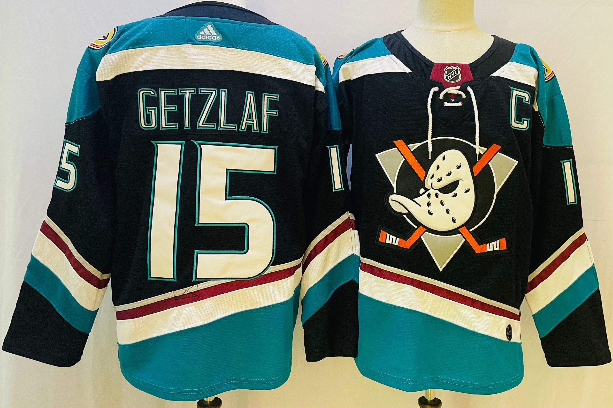 Men Anaheim Ducks #15 Getzlaf Black Throwback 2022 Adidas NHL Jersey